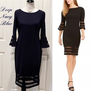 New Midnight Blue Sheath Dress - Knee Length - Deep Navy - Classic - Elegant